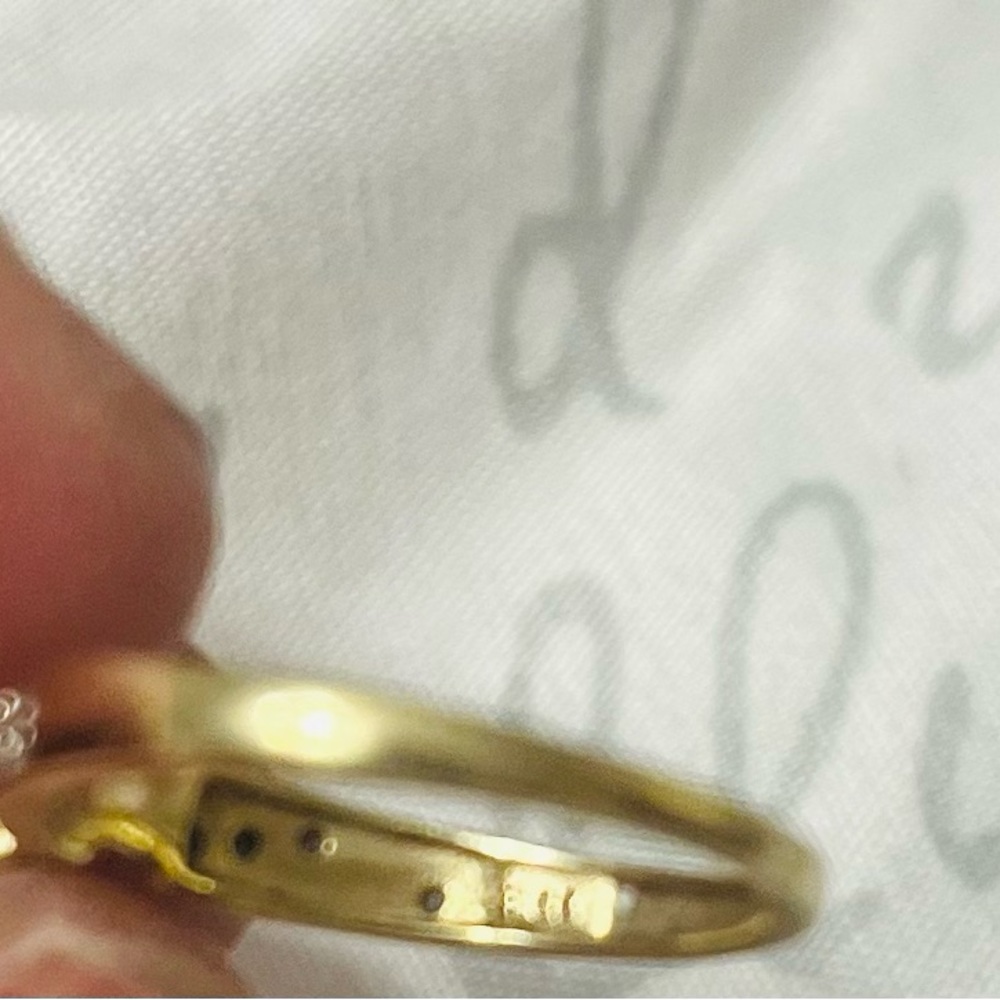 REAL 10kt GOLD diamond cut wedding band SET - Picture 6 of 12